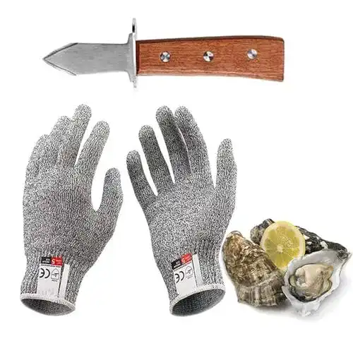 Austernmesser Kaqisen Set mit 6,7 Zoll Klinge und Handschuhen
