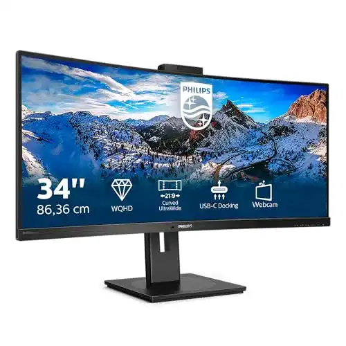 Philips Monitor 346P1CRH, 34 Zoll WQHD mit Webcam und USB-C Docking
