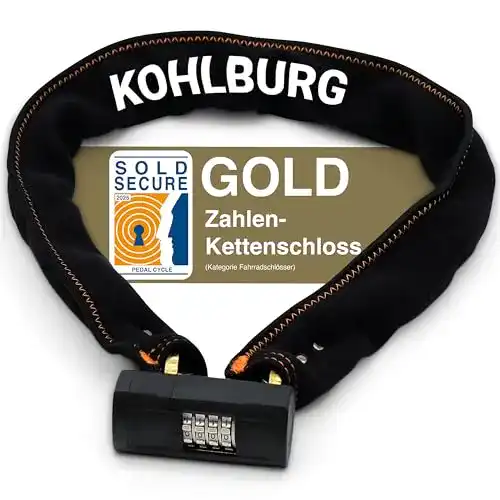 Kohlburg Kettenschloss 110 cm Massives Fahrradschloss mit Zahlencode