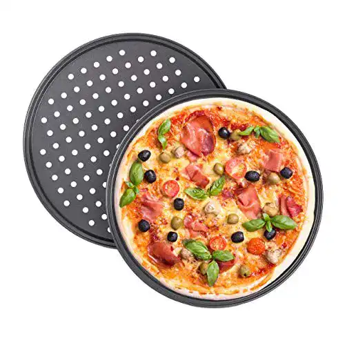 Pizzablech Relaxdays 4er Set, rund, gelocht, antihaftbeschichtet