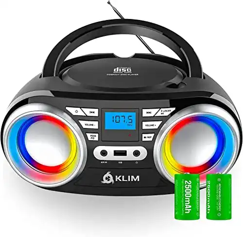 Klim Boombox B3 Tragbarer CD-Player mit FM Radio und Bluetooth
