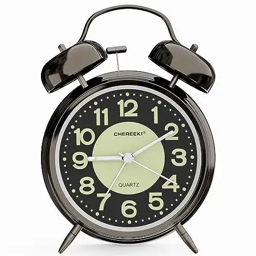 Doppelglockenwecker CHEREEKI Analog ohne Ticken im Retro-Design