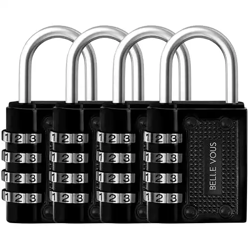 Zahlenschloss Belle Vous Vorhängeschloss Set mit 4-stelligem Code in Schwarz