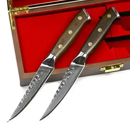 Steakmesser Stallion Damastmesser mit Eisenholzgriff, 2er Set