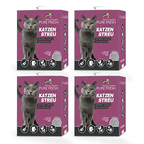 Katzenklumpstreu Kahu Pure Fresh mit Babypuderduft im 4er Pack