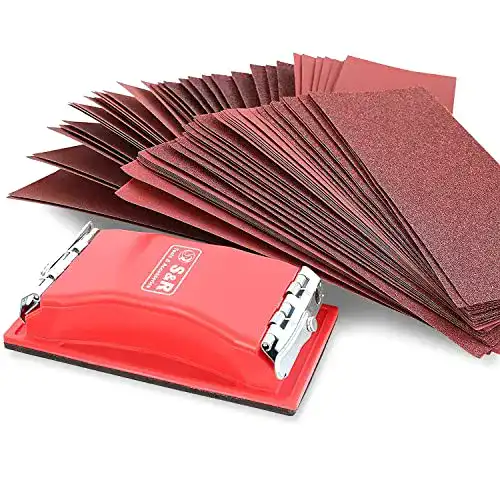 Schleifpapier Set mit Handschleifer 165 x 85 mm, 80 Stück