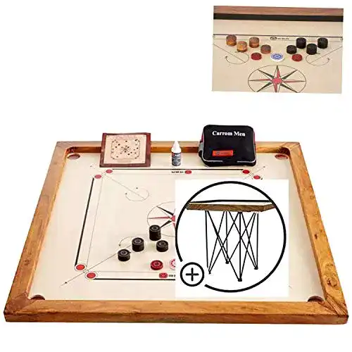 Carrom Board Set Uber Games 74 cm x 74 cm mit 7 kg Gewicht
