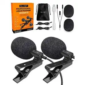 SLINT Lavalier Mikrofon 2er Pack – Ansteckmikrofon für Handy und DSLR