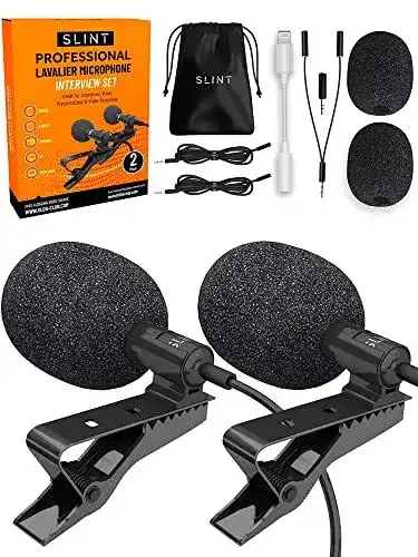 SLINT Lavalier Mikrofon 2er Pack – Ansteckmikrofon für Handy und DSLR