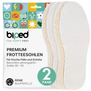 Barfußsohle Biped 2 Paar Frottee Einlegesohlen aus Baumwolle