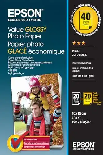 Epson Fotopapier C13S400044, 40 Blatt im Format 10 x 15 cm