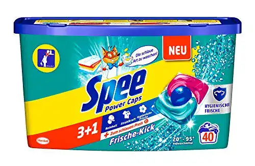 Vollwaschmittel Spee Power Caps Frische-Kick 3+1 im Vergleich