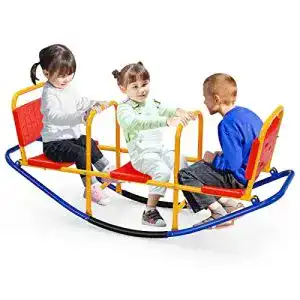 Costway Wippe mit 3 Sitzen für Kinder – Belastbar bis 100 kg