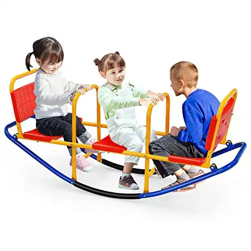 Costway Wippe mit 3 Sitzen für Kinder – Belastbar bis 100 kg
