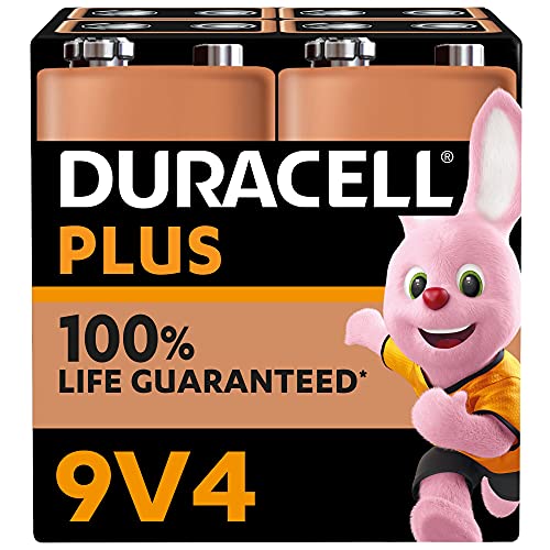 Duracell Plus 9V Blockbatterie – 4 Stück, 9 Volt Batterie