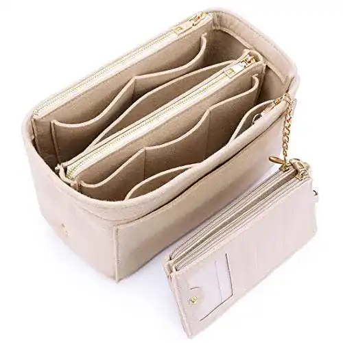 Handtaschen Organizer aus Filz mit Reißverschluss und Kartenetui
