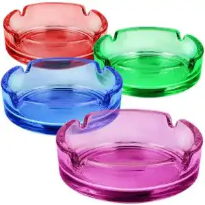 Aschenbecher aus buntem Glas für Haushalt und Gastronomie – 4 Farben