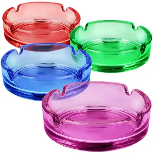 Aschenbecher aus buntem Glas für Haushalt und Gastronomie – 4 Farben