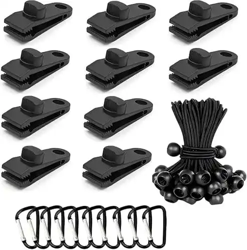 Planenclips Langaelex Set mit 30 Tarp Clips und 10 Zelt Clips