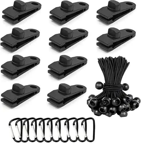 Planenclips Langaelex Set mit 30 Tarp Clips und 10 Zelt Clips