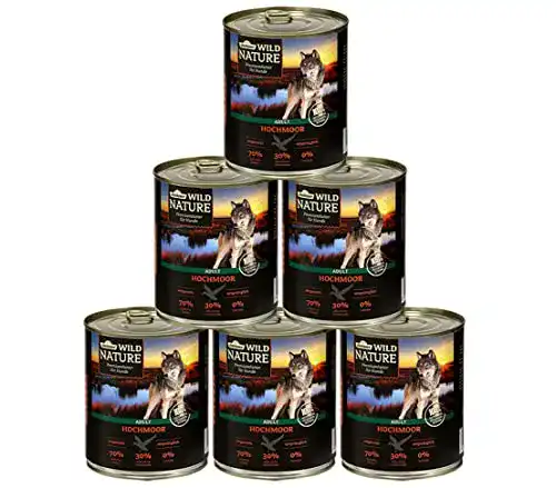 Dehner Wild Nature Hundefutter Hochmoor für ausgewachsene Hunde 6 x 800 g