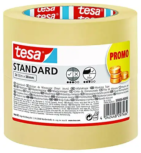 Malerkrepp Tesa Malerband Standard 2er Pack für präzises Abkleben