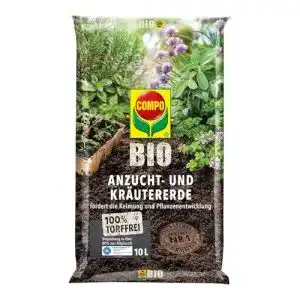 Compo BIO Anzuchterde und Kräutererde für Aussaaten, 10 Liter, torffrei