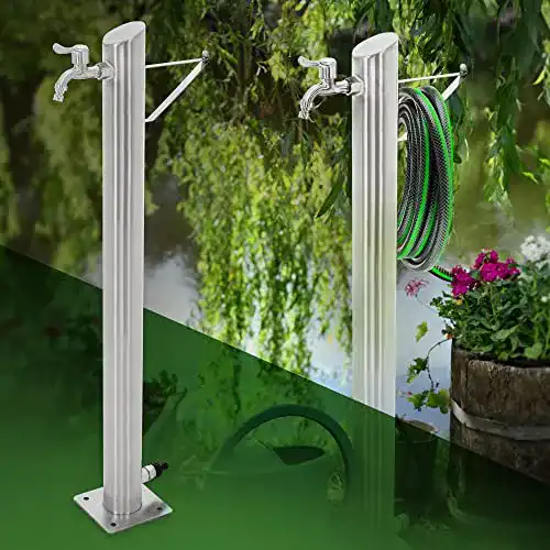 Wasserzapfsäule ECD Germany aus Edelstahl, 95 cm hoch, rund