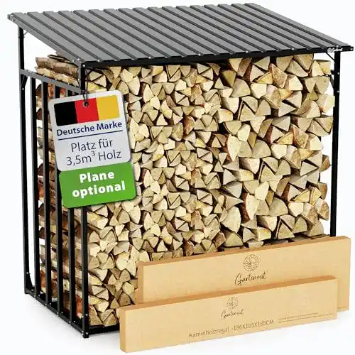 Holzunterstand Gartenzeit Kaminholzregal Außen XXL 186x105x185 cm