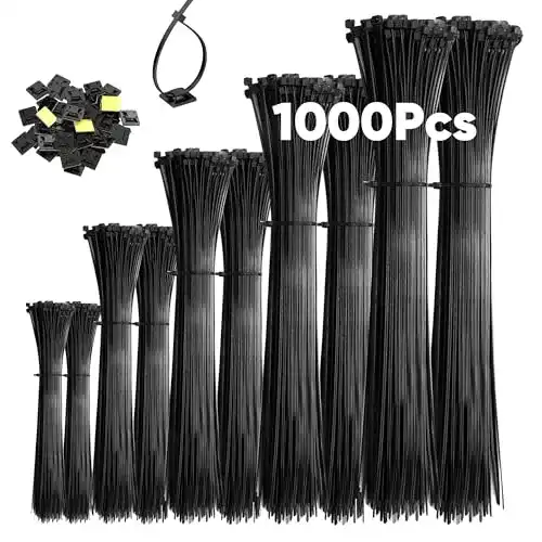 Kabelbinder SNOWKIDS 1000 Stück Schwarz Set