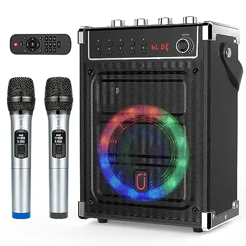 JYX Karaoke-Anlage mit 2 UHF-Funkmikrofonen und Bluetooth