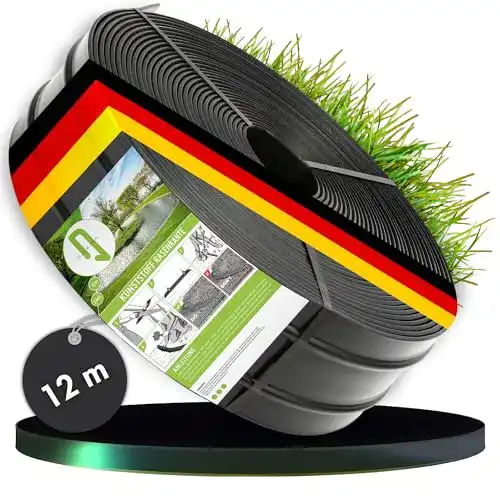 TerraUno Kunststoff-Rasenkante 12 Meter Beeteinfassung für Garten