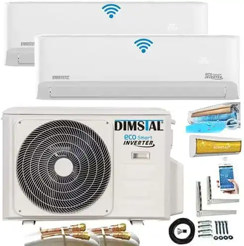 Split-Klimaanlage mit 2 Innengeräten 9000 und 12000 BTU