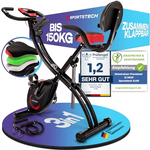 Ergometer mit App von Sportstech 3in1 Klappbarer Heimtrainer