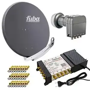Fuba DAA 850 A Satellitenschüssel mit Multischalter und Quattro LNB