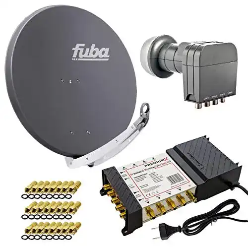 Fuba DAA 850 A Satellitenschüssel mit Multischalter und Quattro LNB