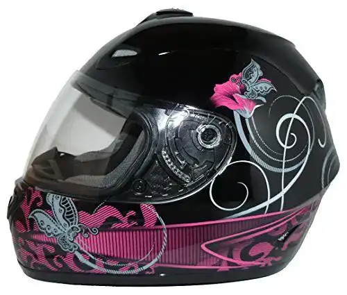 Motorradhelm für Damen protectWEAR FS-801 mit Blumendesign in Größe S