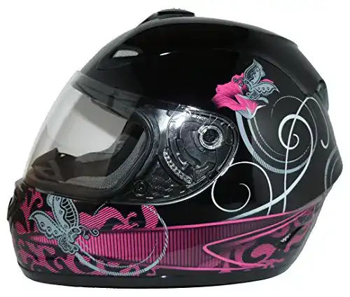 Motorradhelm für Damen protectWEAR FS-801 mit Blumendesign in Größe S