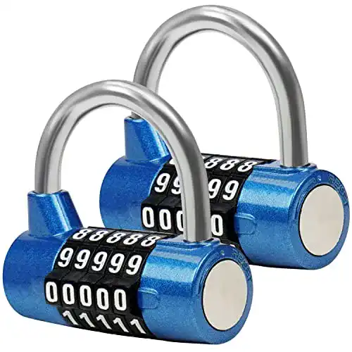 Zahlenschloss Belle Vous Blaues 5-stelliges Vorhängeschloss im 2er Set