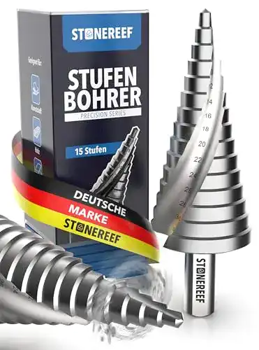 Stufenbohrer aus HSS Stahl mit 15 Stufen und Durchmesser 4-32 mm