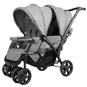 GoplUS Geschwisterwagen Zwillingswagen Kinderbuggy Grau