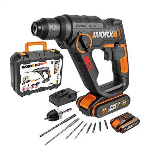 Akku-Bohrhammer WORX WX390.1 mit SDS-plus Bohrfutter