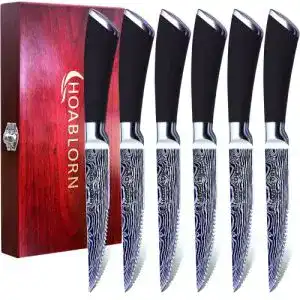 Damast Steakmesser Set 6-teilig in eleganter Holzkassette