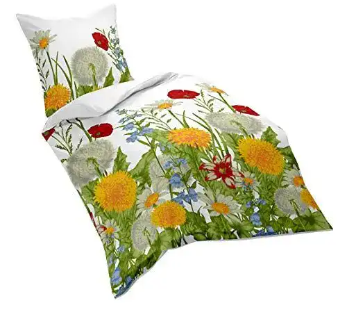 Satin Bettwäsche Fleuresse Mako-Satin, sommerliches Design