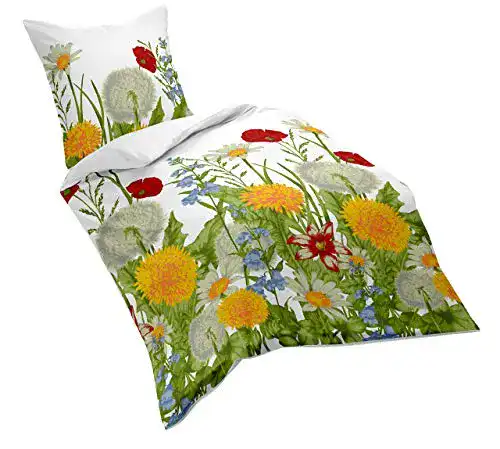 Satin Bettwäsche Fleuresse Mako-Satin, sommerliches Design