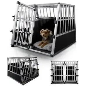 Hundetransportbox aus Aluminium Juskys XL – 96x90x71 cm für Autos