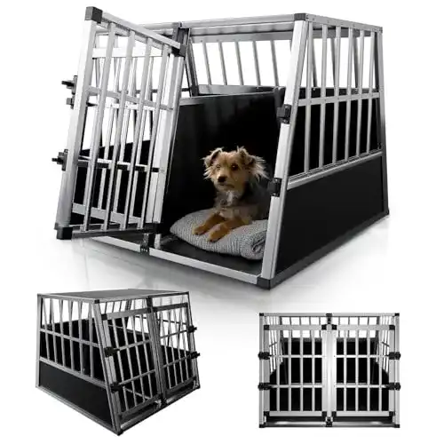 Hundetransportbox aus Aluminium Juskys XL – 96x90x71 cm für Autos