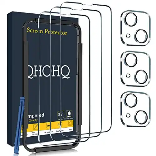 iPhone 13 Panzerglas QHOHQ 3er Set mit Kameraschutz