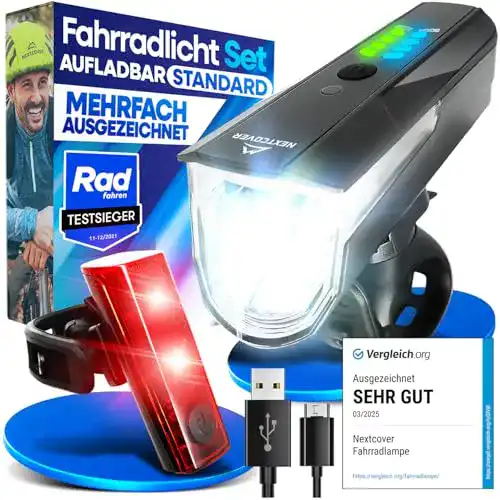 Fahrradlampe Nextcover Fahrradlicht Set mit LightSense Sensor und 11h Akkulaufzeit