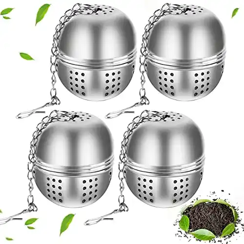 Tee-Ei Set aus Edelstahl – 4 hochwertige Teesiebe für losen Tee